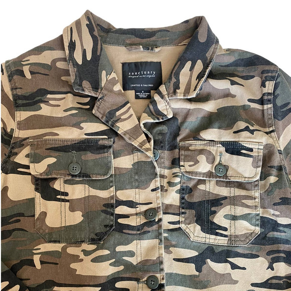 Sanctuary Camo Shirt Utility Jacket Small Shacket Anthro - Picture 3 of 7
